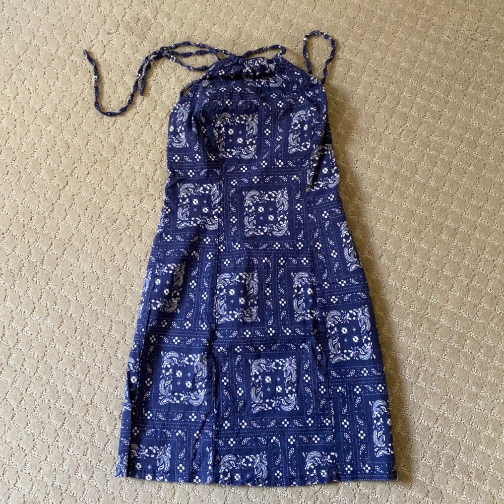 Urban Outfitters Blue Patterned Mini Dress